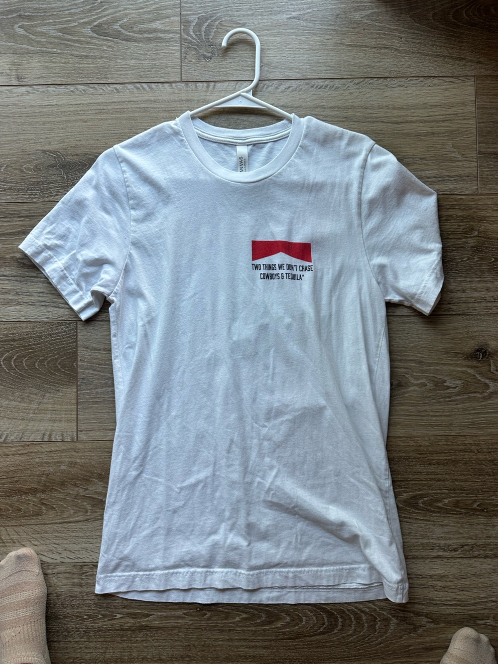 Bella Canvas White Short Sleeve Tee with Red Chest Graphic
